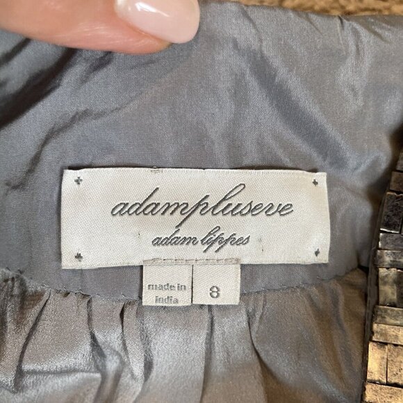 Adampluseve Adam Lippes Satin Sleeveless Dress Womens 8 Metal Tiles Whimsygoth - Picture 9 of 11